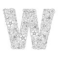 Capital letter W patterned with abstract flowers
