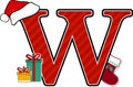 Capital letter w with christmas design elements