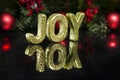 In capital letter written joy, glitter effect