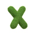 Capital letter X shaped from lush green grass, isolated on a white background