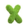 Capital letter X shaped from lush green grass, isolated on a white background