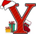 Capital letter y with christmas design elements
