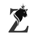 Capital Letter Z with Black Panther. Royal Logo. Cougar Head Profile. Stylish Template. Tattoo. Creative Art Design. Emblem for B