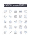 Capital management line icons collection. Intermittance, Transmission, Histrionics, Projection, Lexicon, Credibility