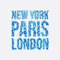 Capital New York Paris London typography, t-shirt graphics