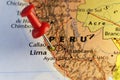 Capital of Peru, Lima pinned map