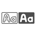 Capital and small letter a, upper and lower case line and solid icon, letters concept, alphabet vector sign on white