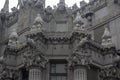 Capital and the upper part of the facade with sculptures of animals on the historic Art Nouveau building