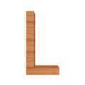 Capital wooden letter L, isolated over white background