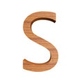 Capital wooden letter S, isolated over white background