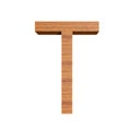 Capital wooden letter T, isolated over white background