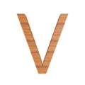 Capital wooden letter V, isolated over white background