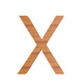 Capital wooden letter X, isolated over white background