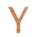 Capital wooden letter Y, isolated over white background