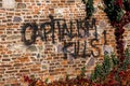 Capitalism Kills Graffiti On Brick Wall With Ivy Royalty Free Stock Photo