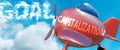 Capitalization helps achieve a goal - pictured as word Capitalization in clouds, to symbolize that Capitalization can help