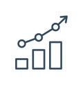 Capitalization increase thin line icon. Graph of growth with arrow sign. Dividends. Pixel perfect, editable stroke. Vector