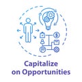 Capitalize on opportunities concept icon. Perfomance KPI. Set priorities. Efficient performance. SWOT strategy idea thin Royalty Free Stock Photo