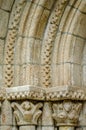 capitals of the medieval Romanesque church of Santa Cristina of Parada do Sil. Ribeira Sacra, Spain Royalty Free Stock Photo