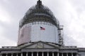 The Capitol Building with The Dome undergoing restoration under scaffolding. Washington, DC, USA. April 16, 2015.