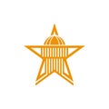 Capitol building with golden star logo design vector, building logo design template