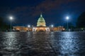 Capitol building at night, Capitol Hill, Washington DC. Photo of Capitol Hill landmarks.