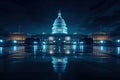 Capitol Hill dome building, Washington DC, USA, illuminated at night.