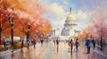 Capitol Hill Reverie: Impressionistic Masterpiece of Washington\'s Iconic Landmark