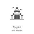 capitol icon vector from world landmarks collection. Thin line capitol outline icon vector illustration. Linear symbol for use on