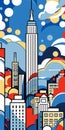 Vibrant Roy Lichtenstein-inspired Illustration Of New York City Skyline Royalty Free Stock Photo