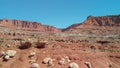 Capitol Reef mountains against blue sky, aerial view of Utah National Park Royalty Free Stock Photo