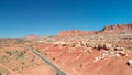 Capitol Reef mountains against blue sky, aerial view of Utah National Park Royalty Free Stock Photo