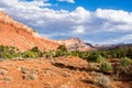 Capitol Reef scenery at sunset, views along the scenic drive following the Waterpocket Fold Royalty Free Stock Photo