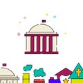 Capitol, White House, government building filled line icon, simple illustration