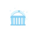 Capitol, White House, government building flat vector icon. Filled line style. Blue monochrome design. Editable stroke Royalty Free Stock Photo