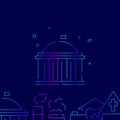 Capitol, White House, government vector gradient line icon, illustration on dark blue background. Related bottom border