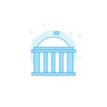 Capitol, White House, government building flat vector icon. Filled line style. Blue monochrome design. Editable stroke