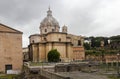 Capitoline Hill and the Church of Saints Luke and Martina and the home of the Senate of Curia Julia. Roman Forum, Rome, Italy. May