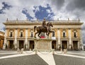 CAPITOLINE HILL AND STATUE OF MARCUS AURELIUS. FAMOUS DESTINATION OF ROME. Royalty Free Stock Photo