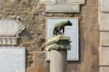 The Capitoline Wolf is a bronze sculpture. Romulus and Remus founders of Rome Royalty Free Stock Photo