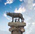Capitoline Wolf column silhouette with royal children twins