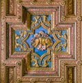 Capitoline Wolf wooden icon on the ceiling Basilica of Santa Maria in Ara Coeli, in Rome, Italy. Royalty Free Stock Photo
