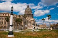 Capitolio Nacional, El Capitolio on blue sky background with clouds. Havana. Cuba