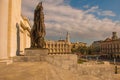Capitolio Nacional, El Capitolio. Top view of the street opposite, columns and sculpture of the building. Havana. Cuba Royalty Free Stock Photo