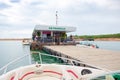 Floating nautical gas station at Furnas lake, CapitÃÂ³lio MG Brazil