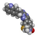 Capmatinib cancer drug molecule c-met inhibitor. 3D rendering. Atoms are represented as spheres with conventional color coding: Royalty Free Stock Photo