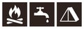 Capmfire sign, drinking water sign and tent sign, camping area icon set
