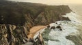 Capo da Roca is the westernmost point in Europe. Aerial view of Aroeira beach, Portugal