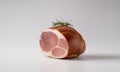 Capocollo Ham with Thyme Twig on White Backdrop Smoked Pork Shoulder Cut Featuring Marbled Texture Royalty Free Stock Photo