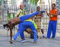 Salvador, Brazil, capoeira performance in the Central square in Pelorinho.
